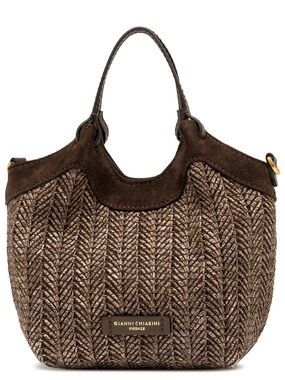 NWT - Gianni Chiarini Firenze "Dua" Woven Straw & Suede Crossbody Bag
